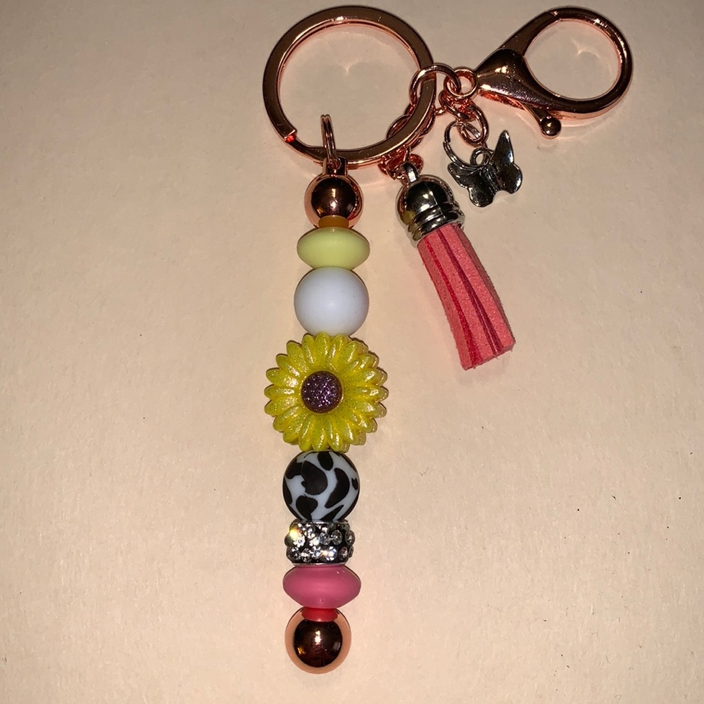 Handmade 🌻 Sunflower Keychain/Purse Charm with Tassel